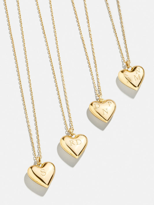 Puffy Heart 18K Gold Custom Pendant Necklace - Gold
